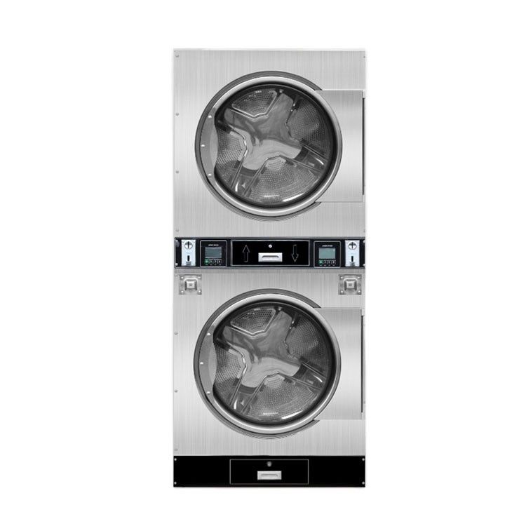 Krachtige 380/3/50 V/p/Hz Volledig automatische munt bediende stapel wasmachine droogmachine sets 340kg